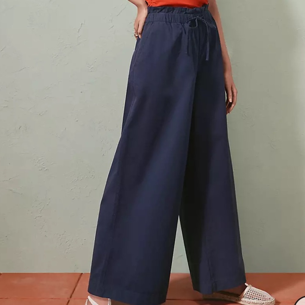 LOFT Navy Wide Leg Pants - Picture 2 of 12